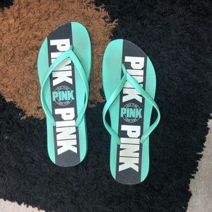 teal PINK flip flops